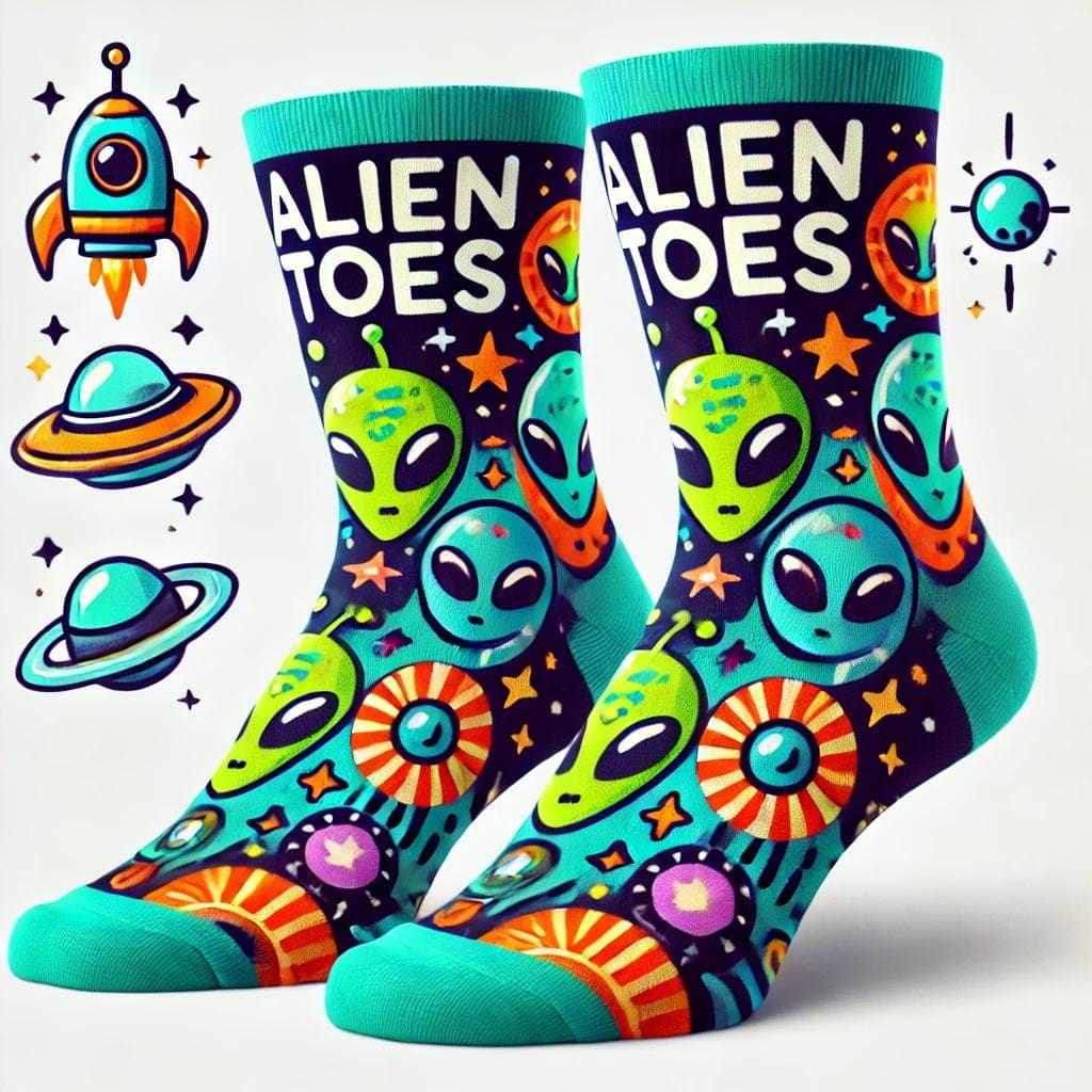 Imagen de Calcetines turquesa con aliens Alien Toes 