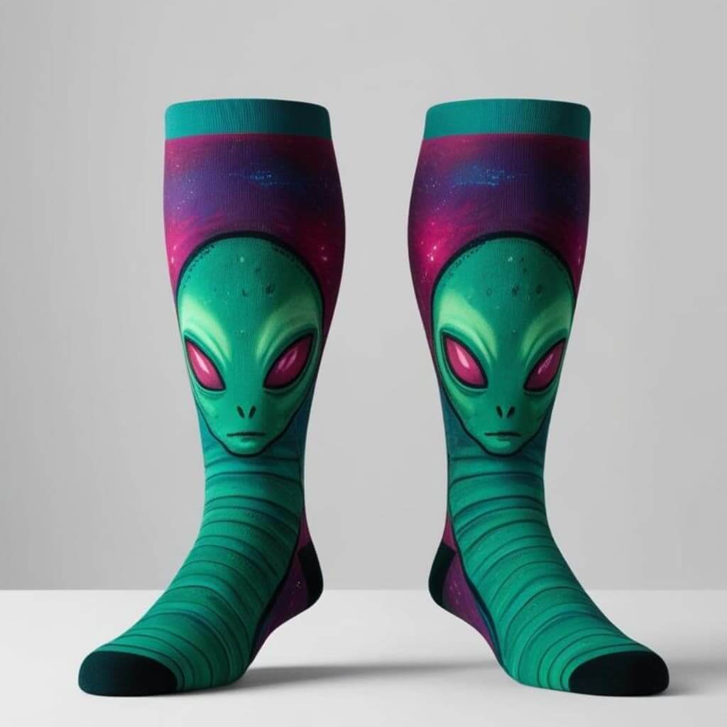 Imagen de Calcetines verdes y rosa No me sigas!