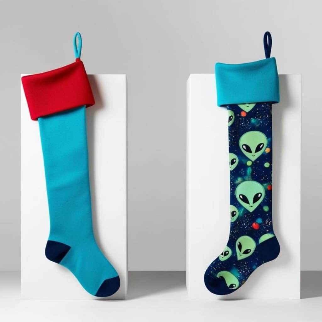 Imagen de Calcetines celeste y azul Mi media es alienígena