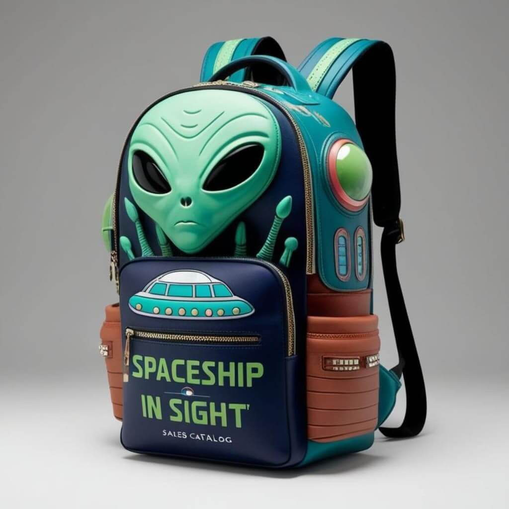 Imagen de  Mochila verde y naranja Spaceship in Sigh